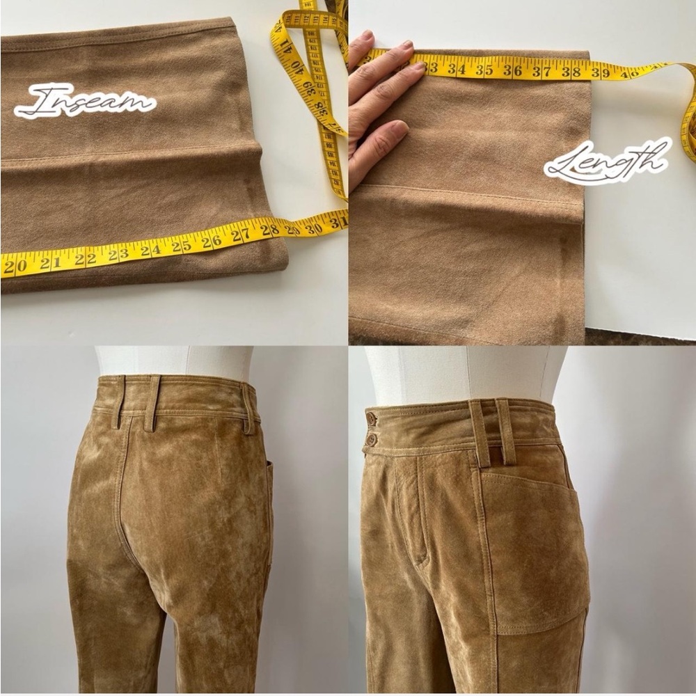 Vintage Spiegel Tan Suede Leather Pants, High-Waisted Wide Leg, Size 10. - Picture 8 of 8